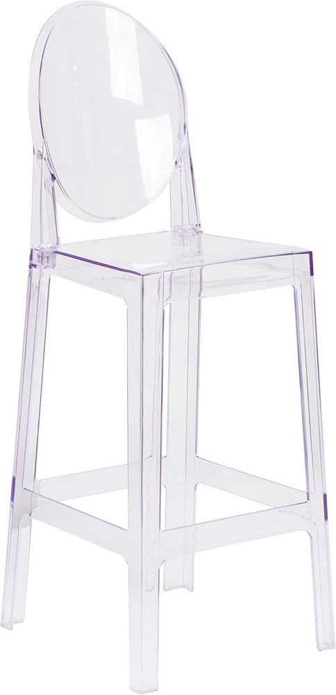 Transparent Crystal Ghost Barstool with Elegant Oval Back Design
