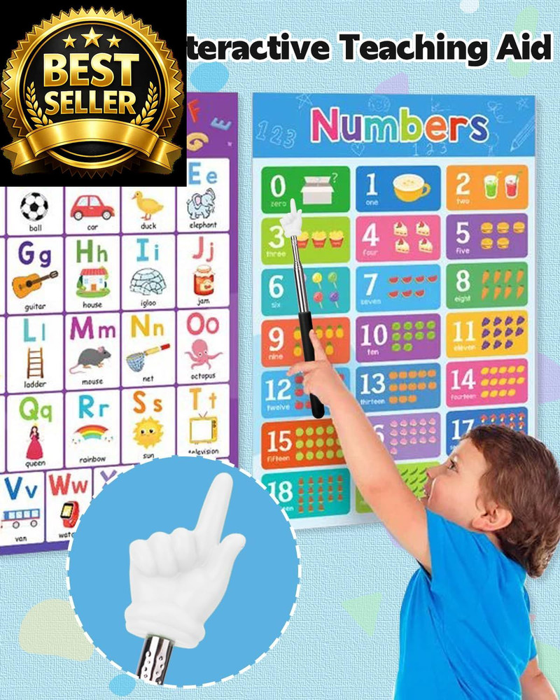 Dumero Extendable Finger Pointer Stick, School Collapsible Telescoping Black