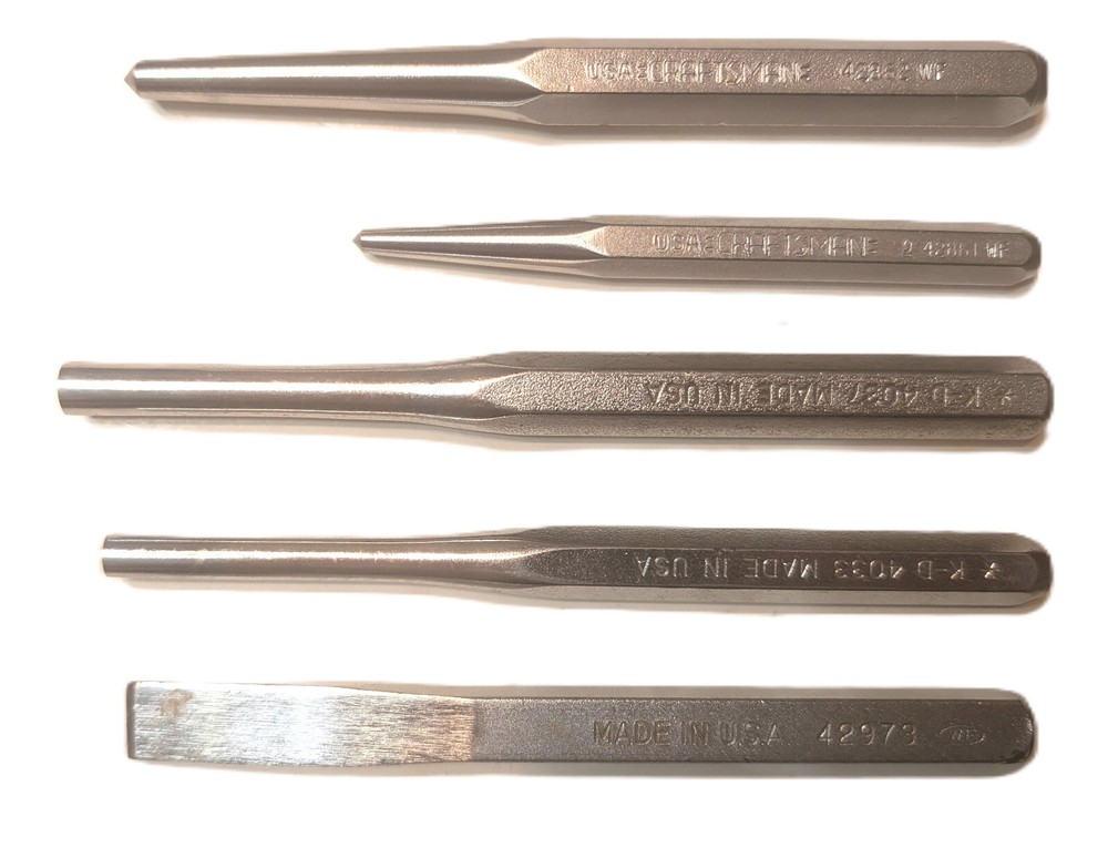 Craftsman & K-D Alignment Set - Pin Punches, Center Punches and Chisel