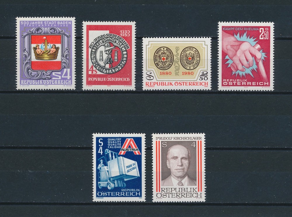 Austria #1142/8 MNH, Single Issues from 1980