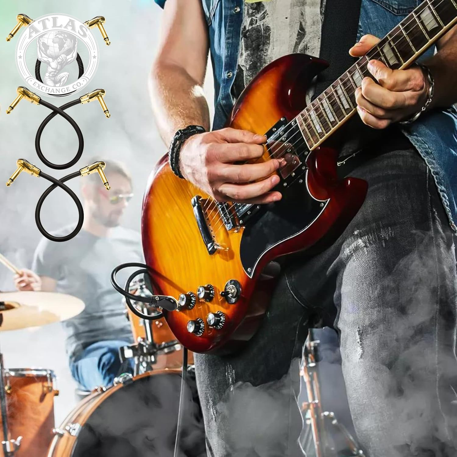 AVLA 4 Pack Guitar Patch Cables, 12 Inch Flat Low Profile Pedal Instrument Cable