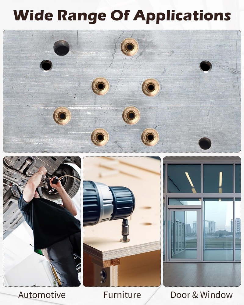 50 Pack Multi-Grip Rivet Nut Kit - Zinc Plated