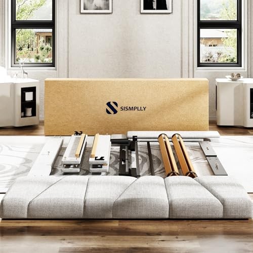 Size Platform Bed Frame with Upholstered Headboard, Wooden Queen Light Grey