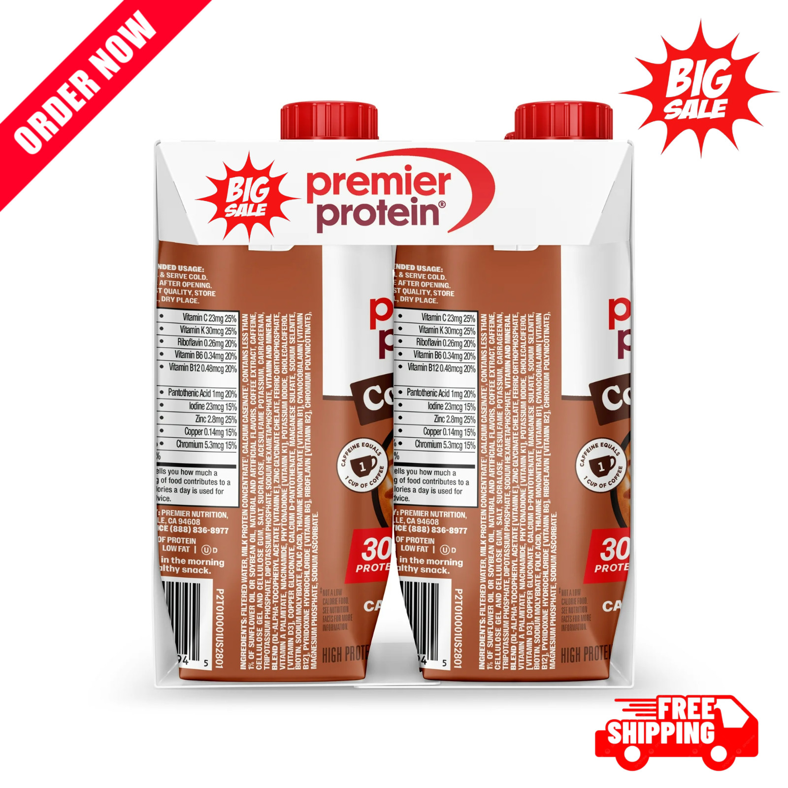 Premier Protein Shake, Coffeehouse Caramel Machiatto, 30g Protein, 11 Fl Oz, 4 C