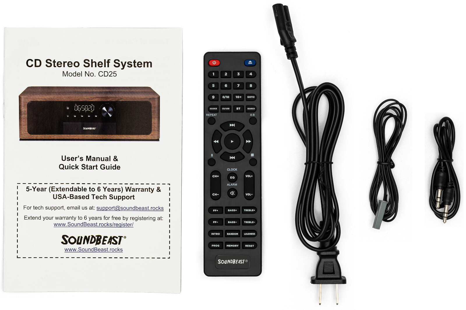 SoundBeast Stereo Shelf System CD Player, Bluetooth, FM Radio, USB Playback, Aux