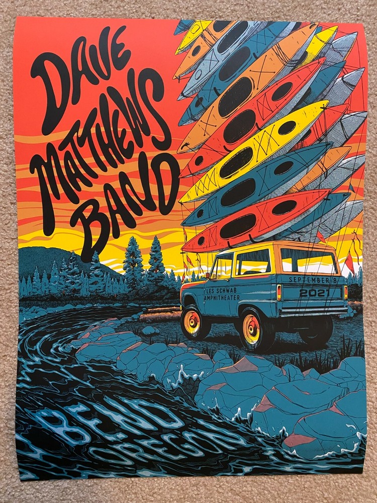 Dave Matthews Band Poster Les Schwab Amphitheatre Bend, OR 9/8/21