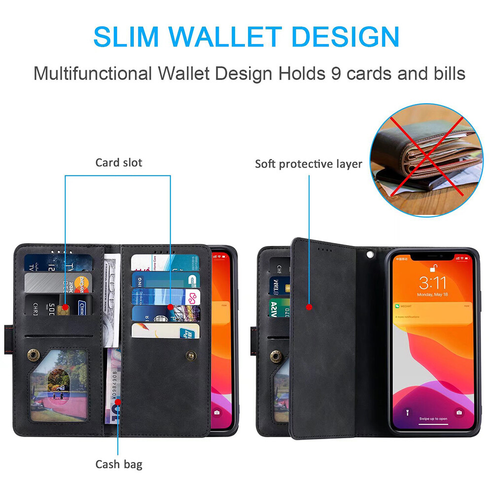 For Boost Celero 5G+ Plus Wallet Case,Leather Zipper Magnetic Flip Card Case