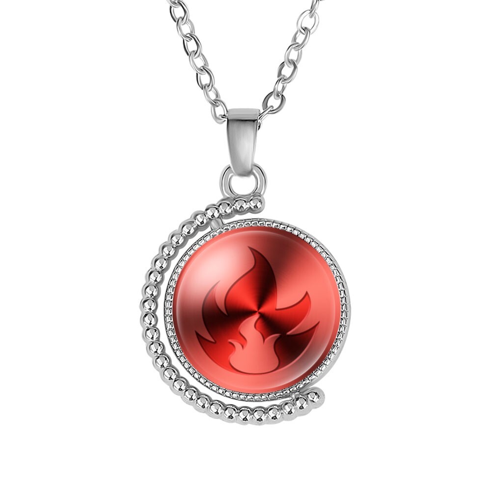 1 Fire Symbol Rotatable Double Sided Pendant Necklace!