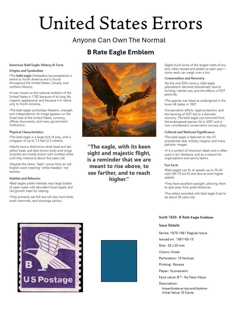 Centsational Custom Presentation Panel For Error SN 1820 - 8.5” X 11”