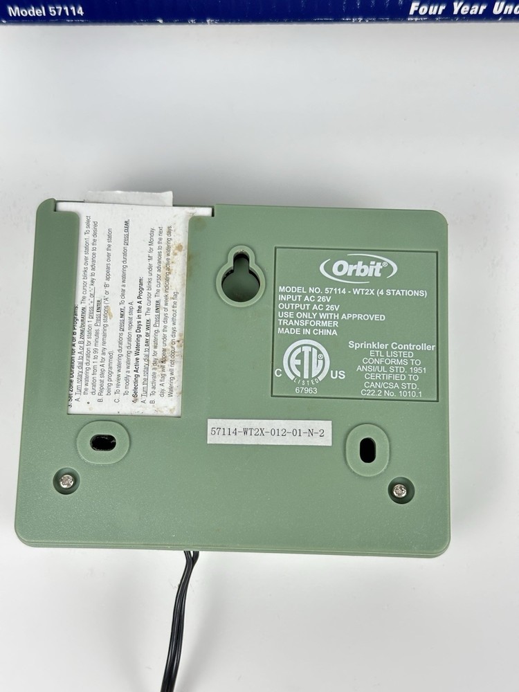 Orbit 57114 WT2X WaterMaster 4-Station Indoor Sprinkler Timer Controller