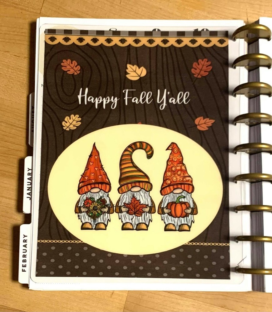 Gnomes Happy Fall Y'all Two sided DASHBOARD for use w/ Happy Planner