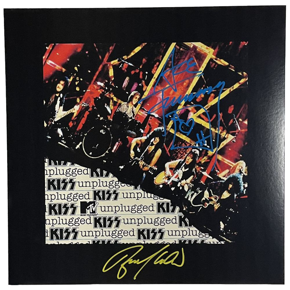 Ace Frehley & Bruce Kulick Dual-Signed KISS Unplugged Cover Art Flat Autographed