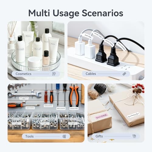 D110 Upgraded Version Mini Label Maker Machine with 3 Tapes, Portable