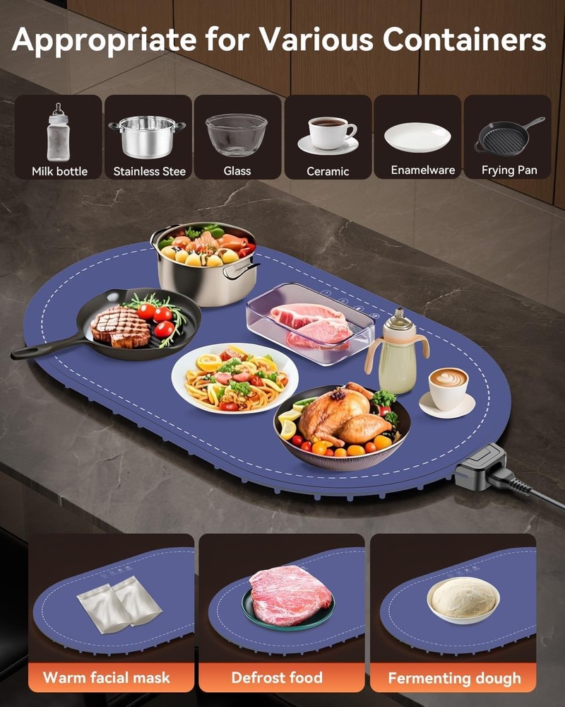 Food Warming Mat for Table & Buffet, Fast Heating Serving Tray Adjustable