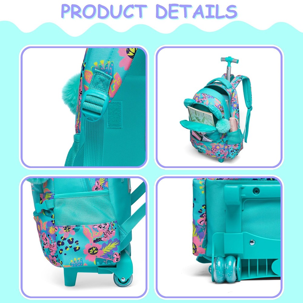 Backpack with Wheels for Rolling Backpack for Girls 8-12 Roller Backpacks for...