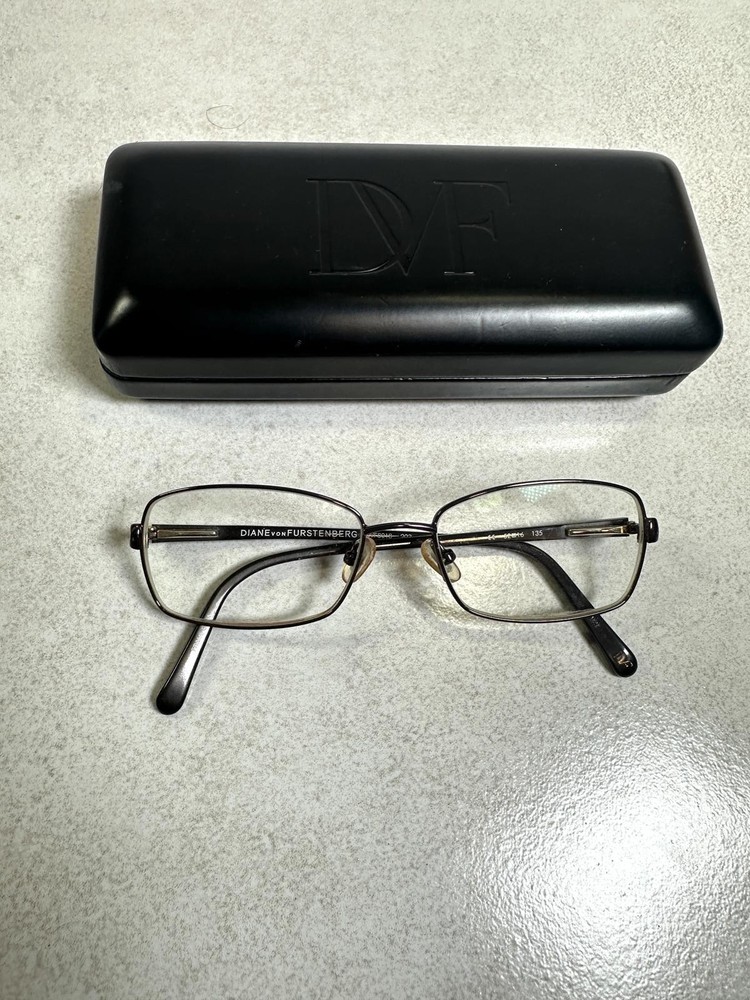 Diane Von Furstenberg Black Rectangular Eyeglass Frames 52-16 135 DVF 8018 203