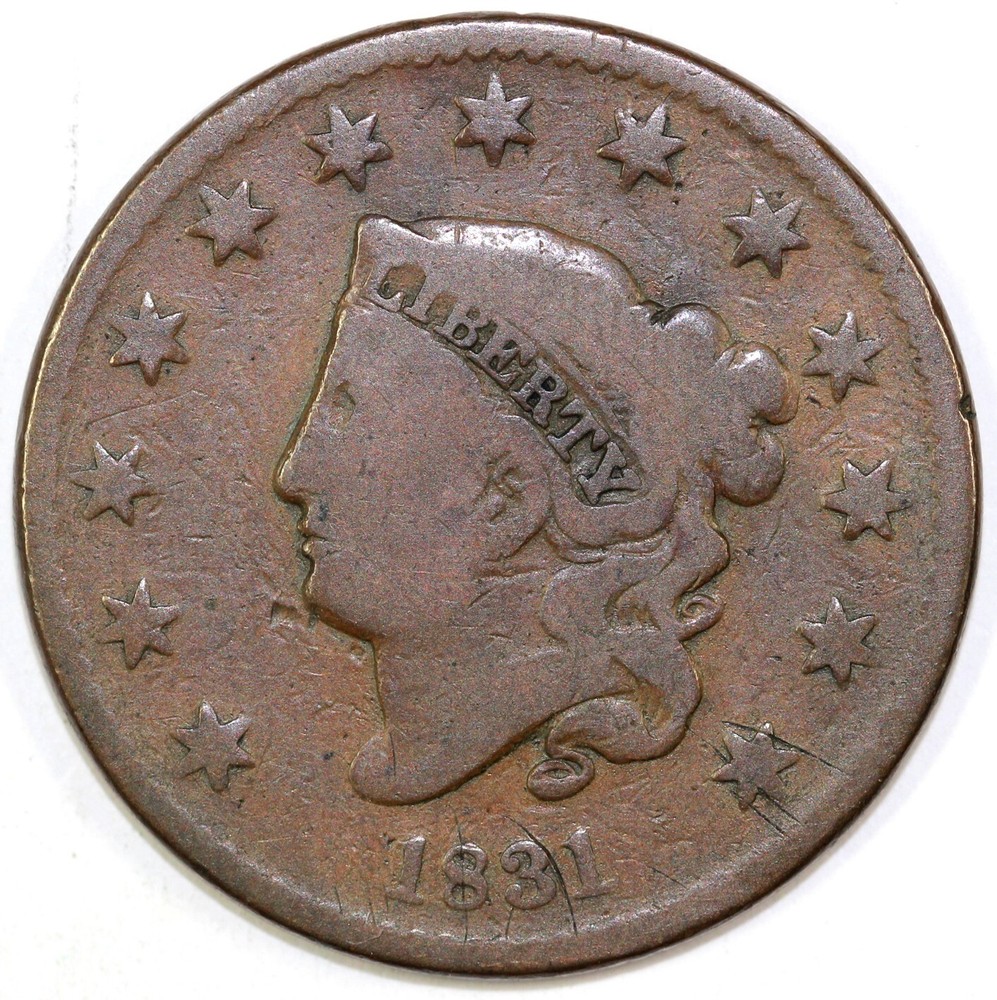 1831 1c N-8 Coronet or Matron Head Large Cent
