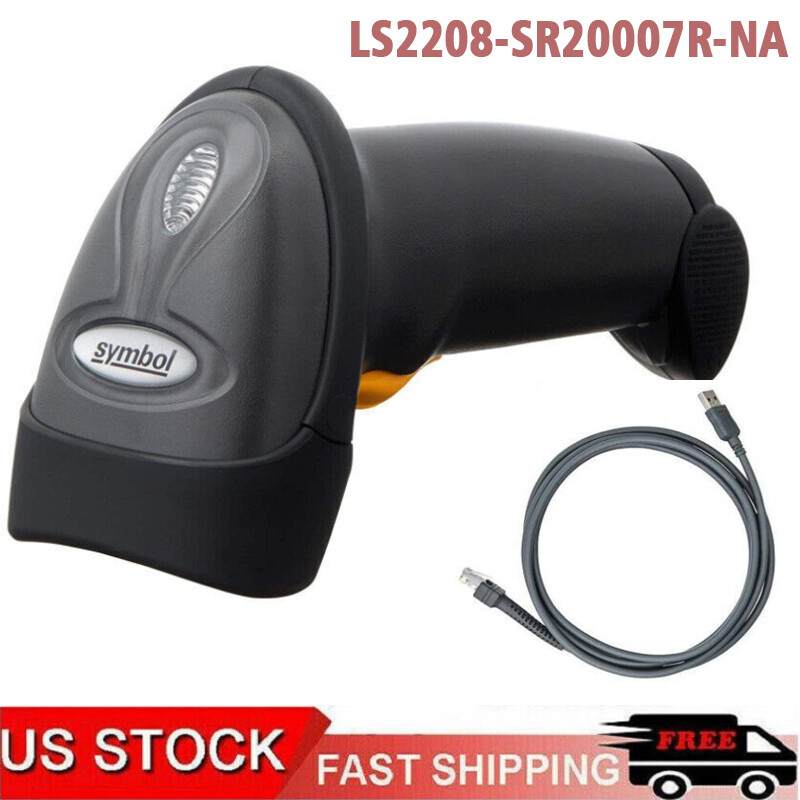 Zebra Symbol LS2208-SR20007R-NA 1D Laser Barcode Scanner w/Stand + USB Cable
