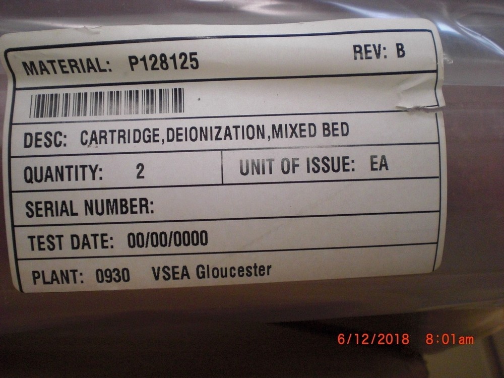 Filter VARIAN P128125 PKG 2 CARTRIDGE, DEIONIZATION, MIXED BED