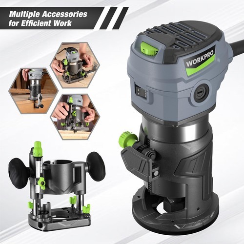 WORKPRO Compact Router Combo Kit 6.5 Amp Compact Router Fixed Base&Plunge Router