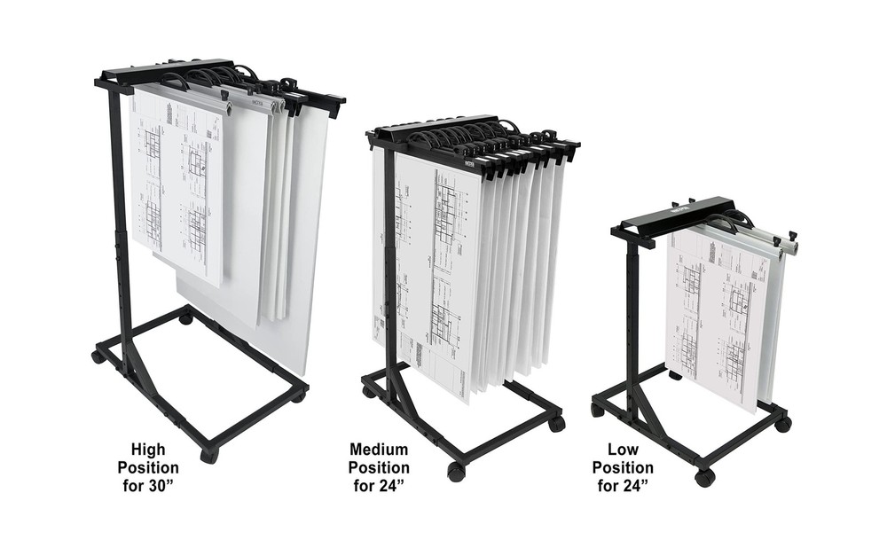 Arnos Hang-A-Plan, Mobile Blueprint Storage Rack, Height Adjustable
