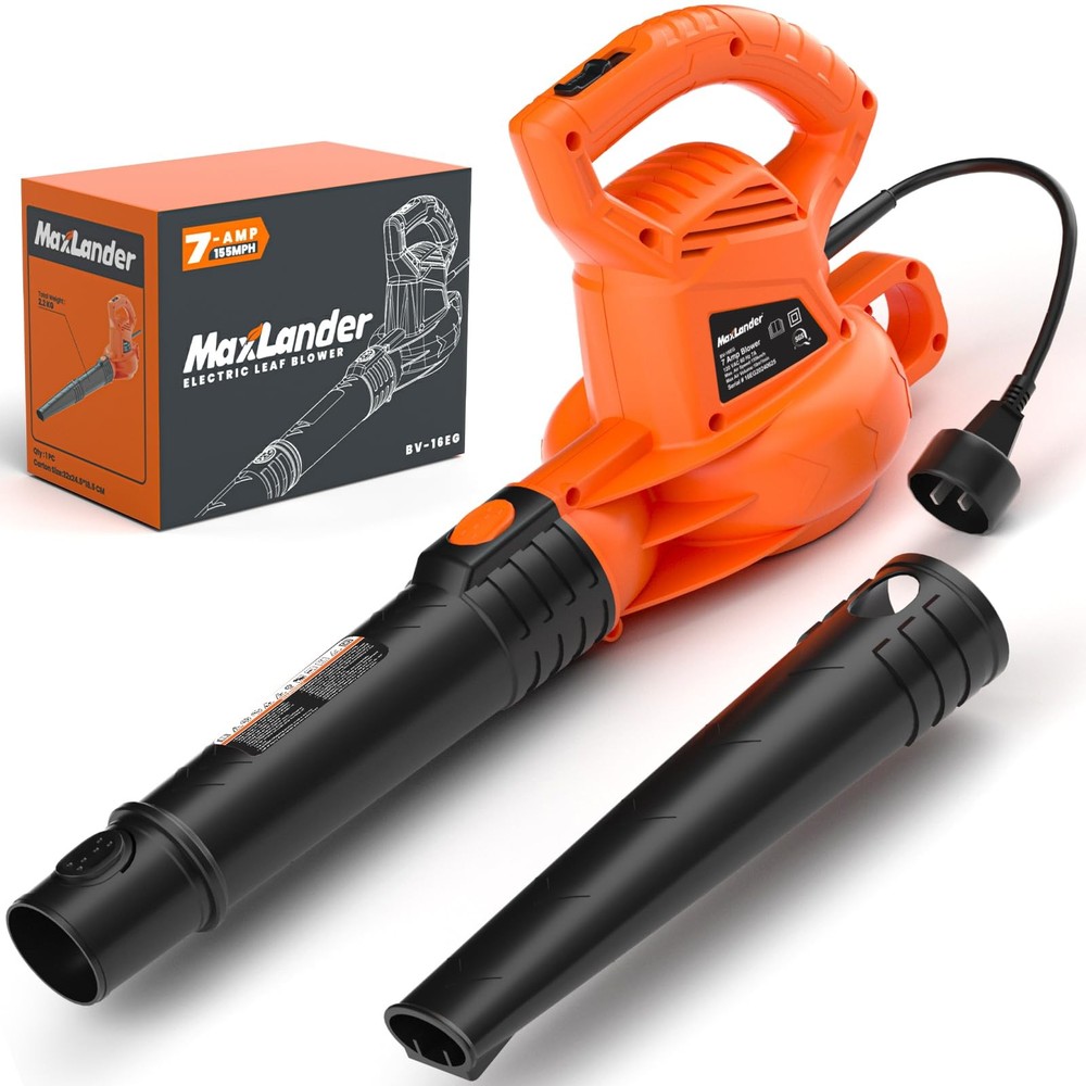 Leaf Blower Corded, 7-AMP 350CFM/155MPH Electric Leaf Blower, Lightweight Han...