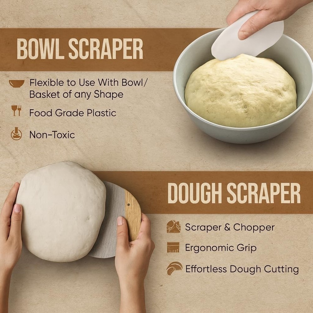 Sourdough Baking Essentials – 12-Piece Kit with Round and Oval Proofing Baskets