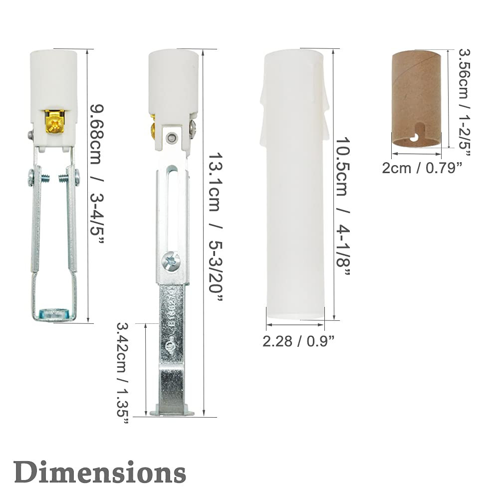 Candelabra E12 Light Sockets 4Pk Adjustable Ceramic Bulb Holders With Sleeves