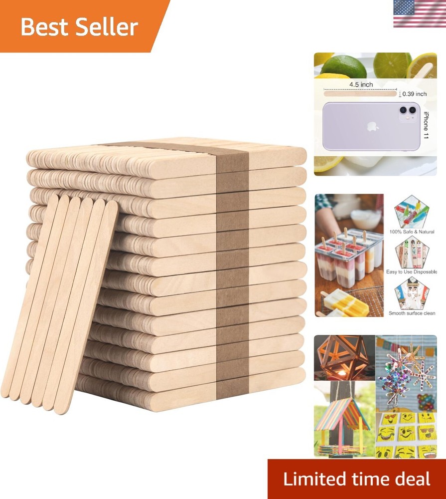 Creative Birch Wood Craft Sticks - 1000 Pack for Fun Learning and Projects