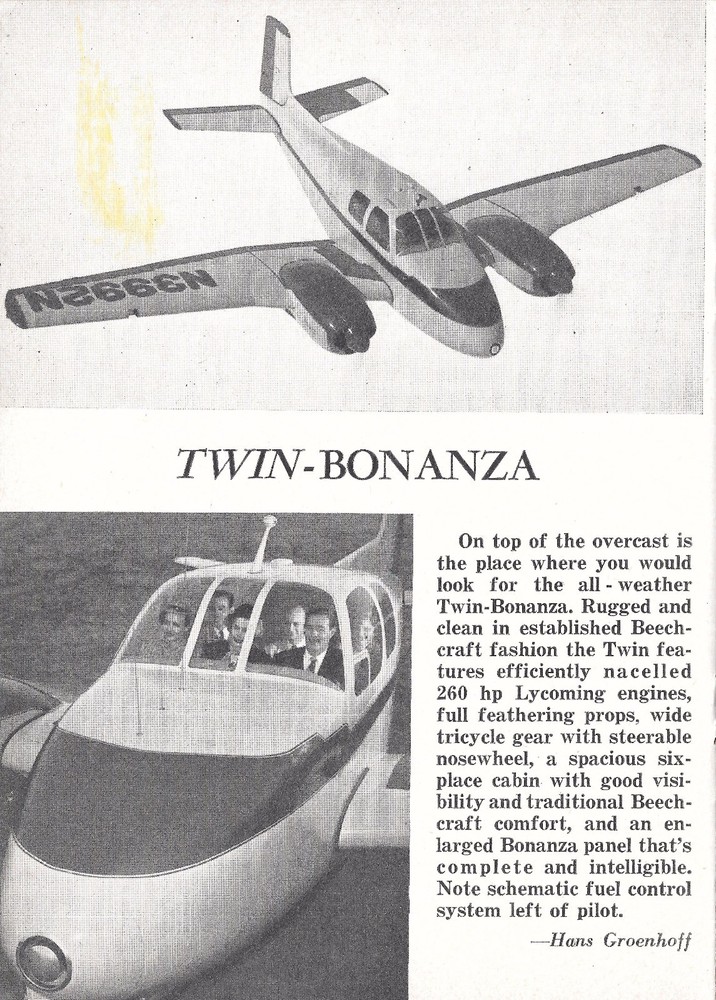 TWIN BEECH BONANZA PLAN ONLY ONE EVER PUBLISHED for a UC Scale Model Airplane