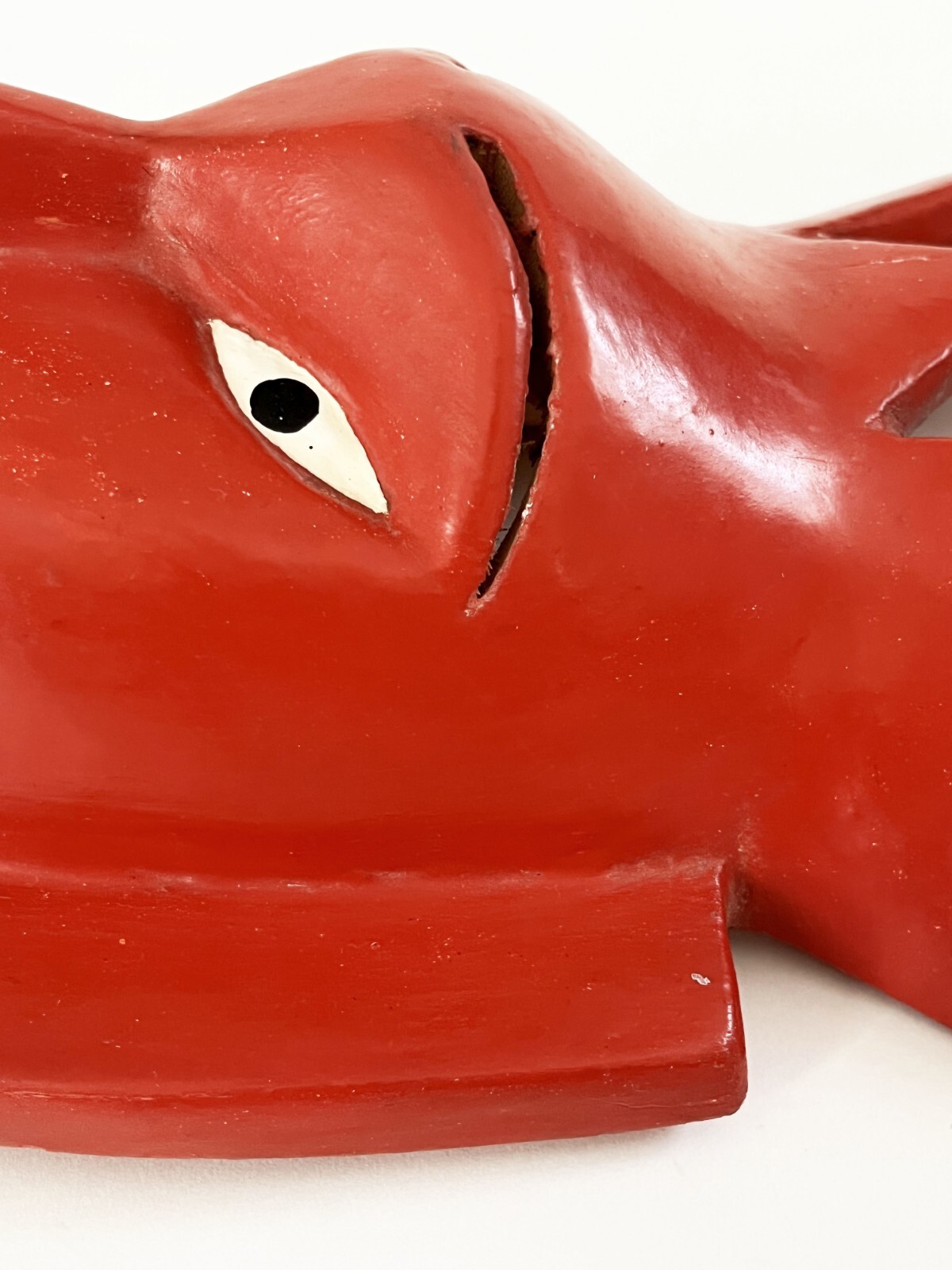 VICTORIANO SALGADO MEXICAN MICHOACAN URUAPAN WOOD MAQUE LACQUER RED COCUCHA MASK