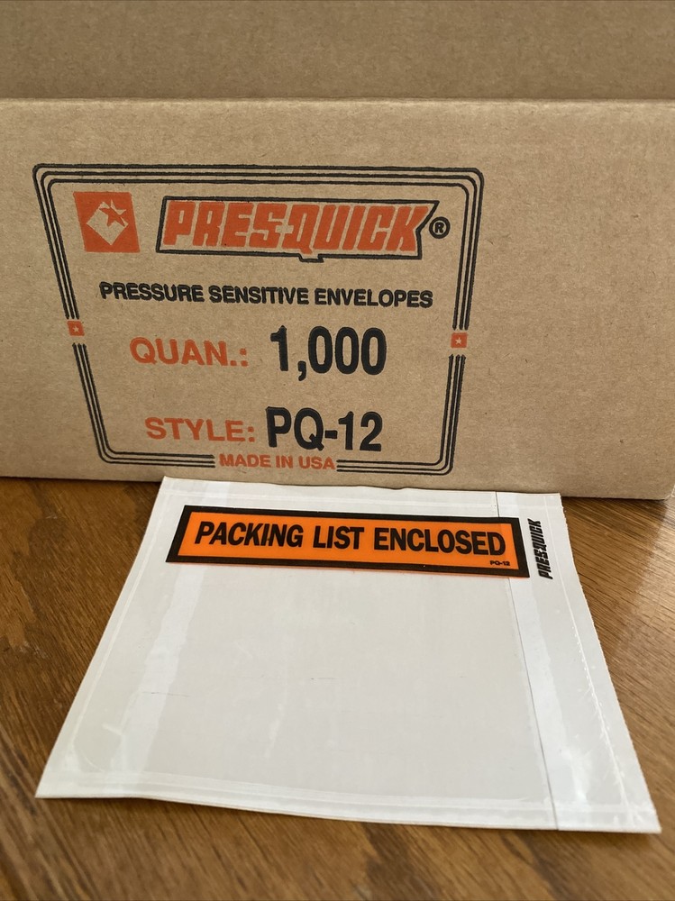 Press Quick PQ12BL PACKING LIST ENCLOSED Envelopes  1000 Pcs. @S