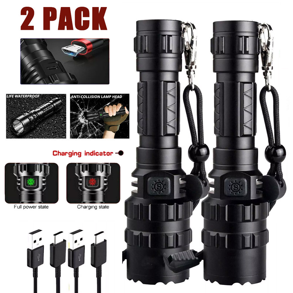 Super-Bright Flashlight LED Tactical Torch Waterproof Work Lights Rechargeble US