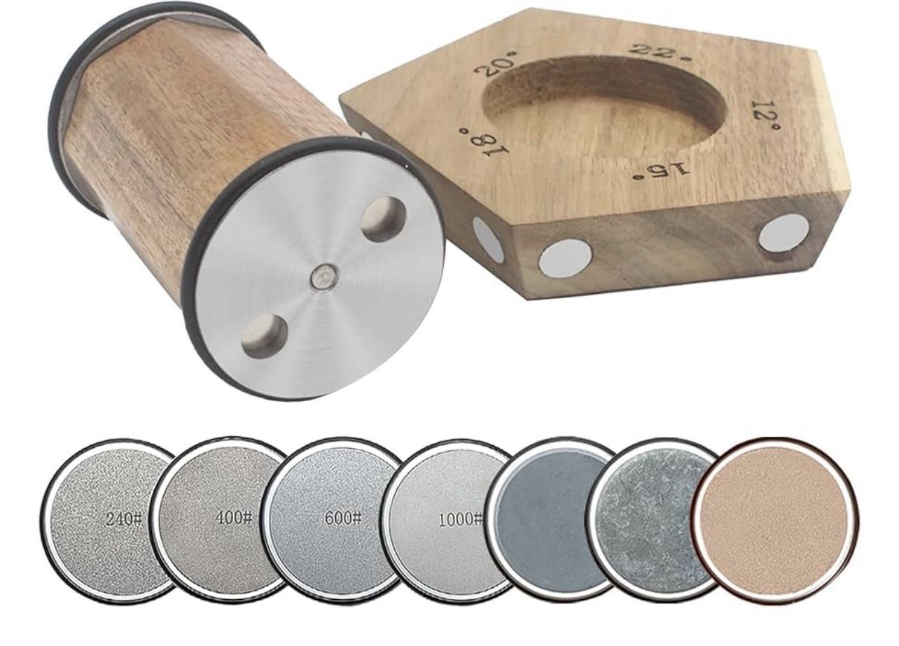 Acacia Rolling Knife Sharpener 4 Diamond 2 Corundum discs 5 Magnetic Angles