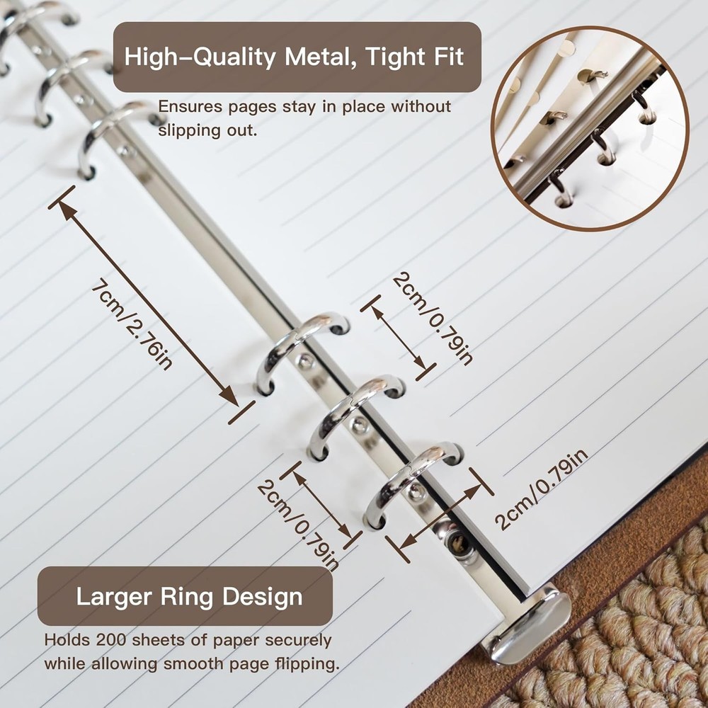 Refillable A5 Leather Binder Notebook, Reusable Leather Journal, Vintage Orga...