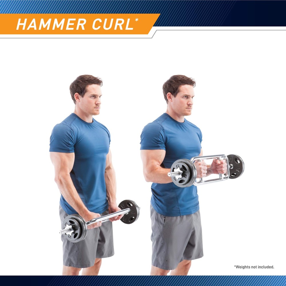 Threaded Solid Chrome Triceps Bar for Weightlifting and Bodybuilding IRBB-34T