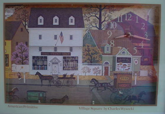Charles Wysocki Village Square Clock