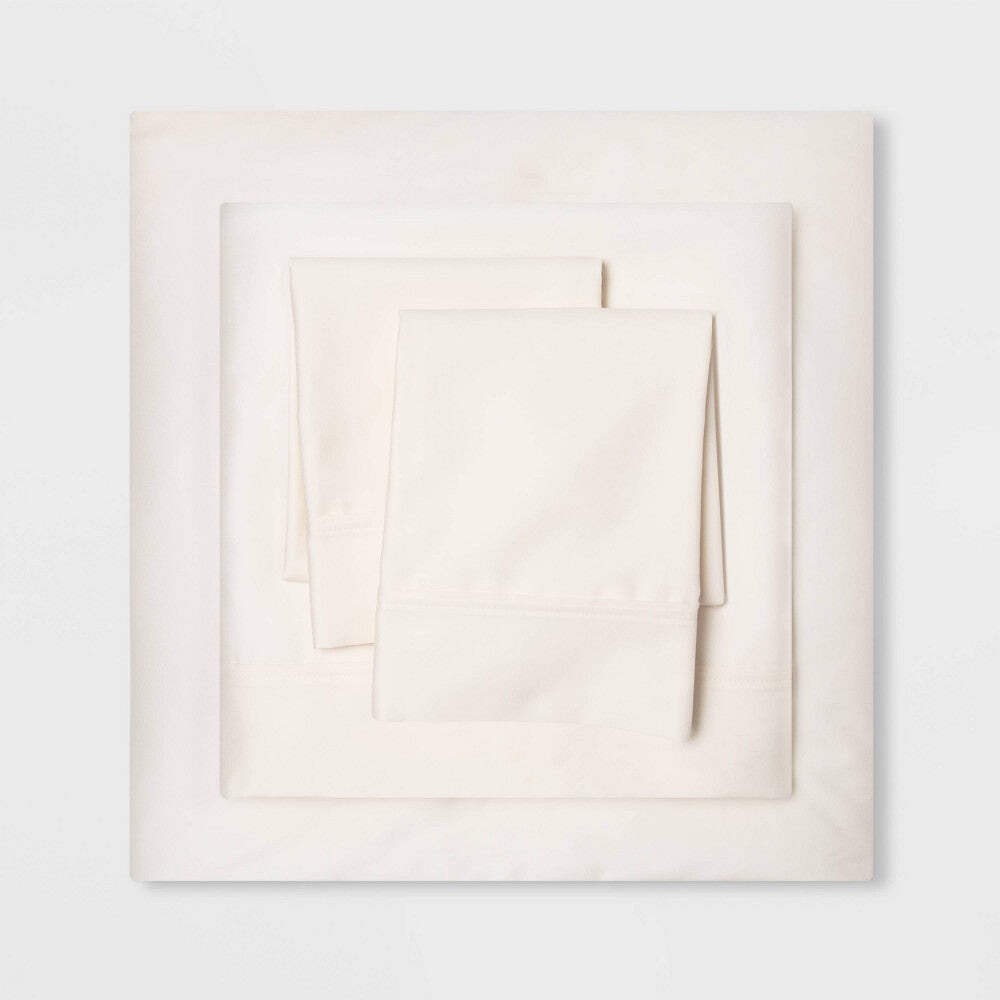Full 500 Thread Count Tri-Ease Solid Sheet Set Ivory - Threshold