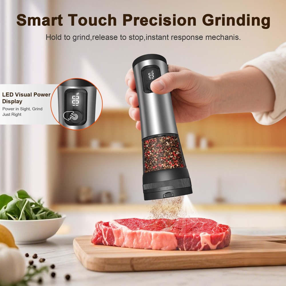 USB Rechargeable 2 Speed Electric Salt Pepper Grinder with Adjustable Roughness