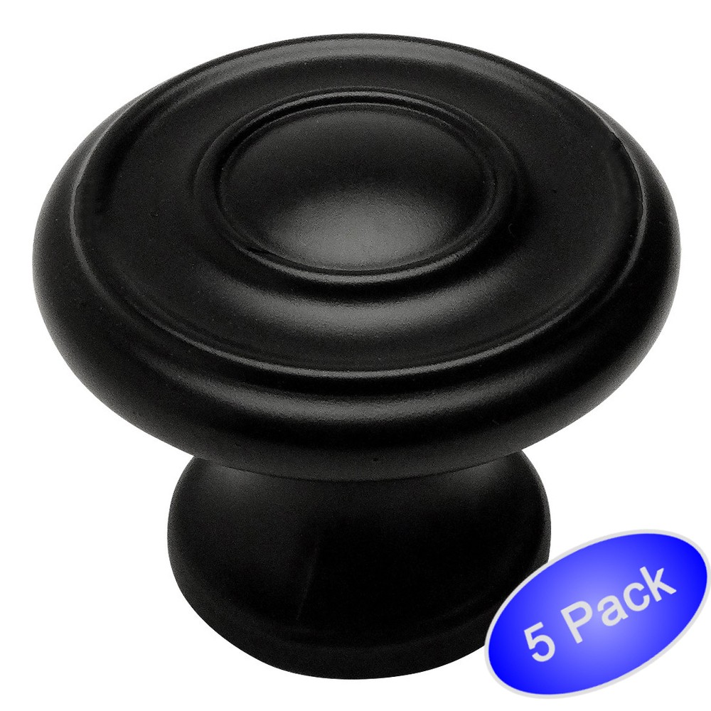 *5 Pack* Cosmas Cabinet Hardware Flat / Matte Black Ring Knobs #6211FB