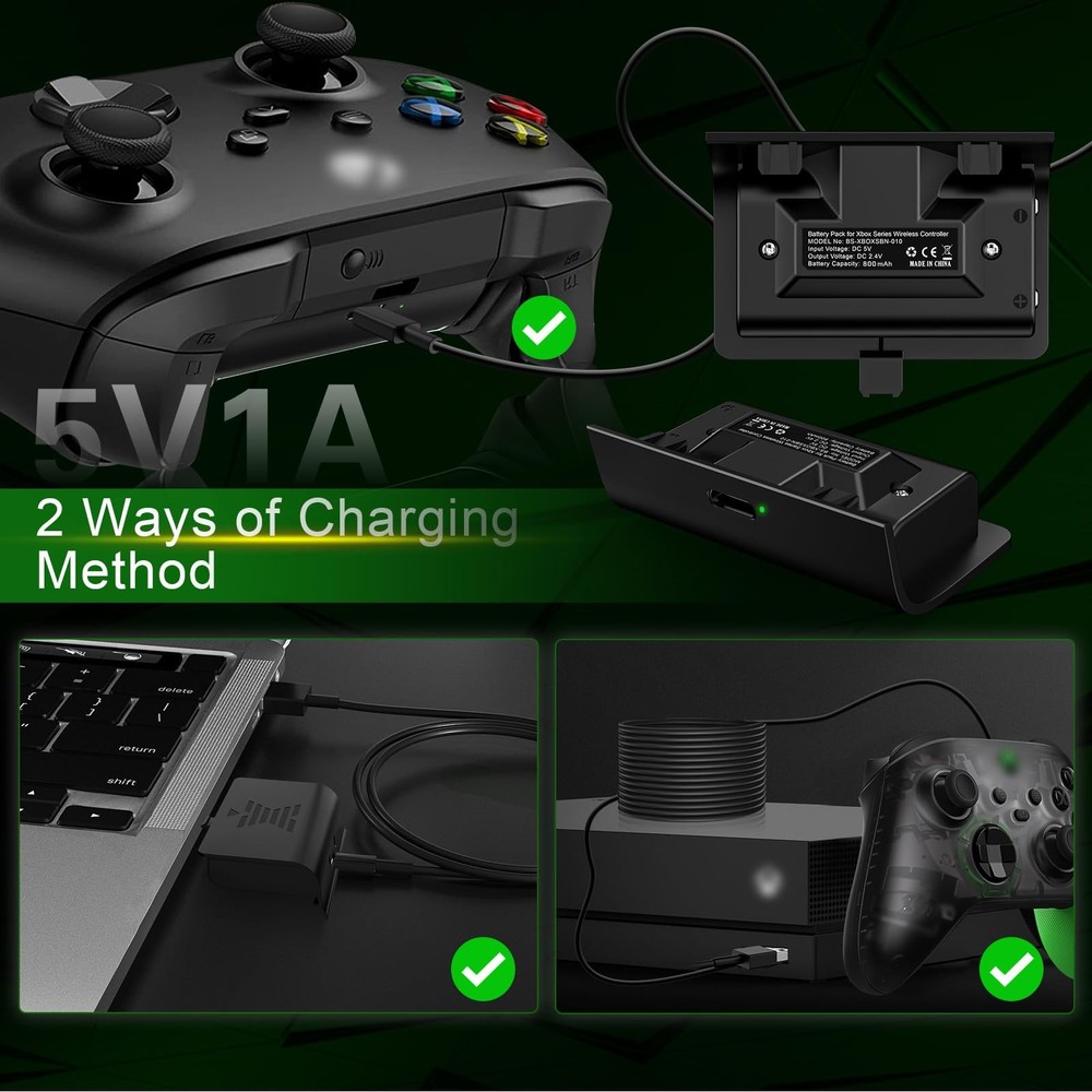 Controller Battery Pack Compatible with Xbox Series S/X with Type-C Charging