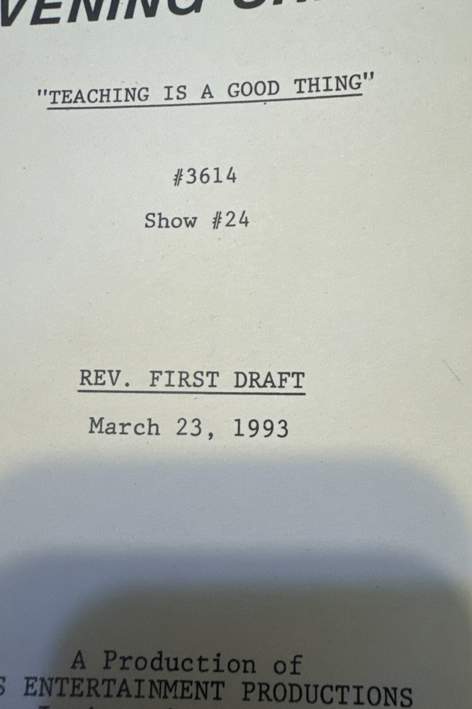 EVENING SHADE TEACHING IS A GOOD THING SET USED SCRIPT FIRST DRAFT BURT REYNOLDS