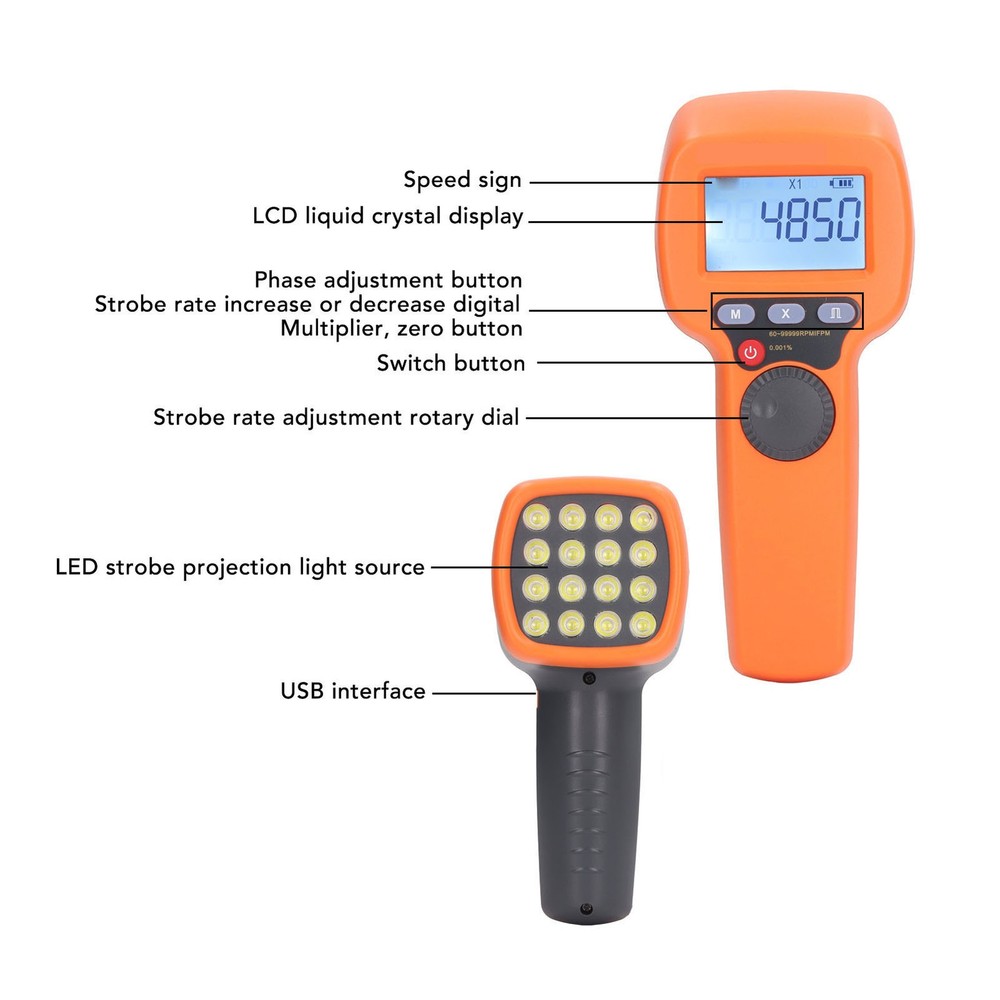§ Digital Handheld Stroboscope High Accuracy Prevents Contact LED Flash