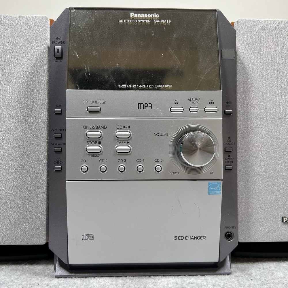 Panasonic SA-PM19 CD Stereo System 5 Disc Changer Cassette MP3 Fully Functional