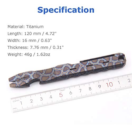Titanium EDC Pry Bar with Nail Puller Bottle Opener Function with Multicolor