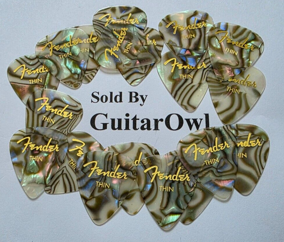 FENDER THIN GUITAR PICKS ABALONE 351 celluloid 18 picks