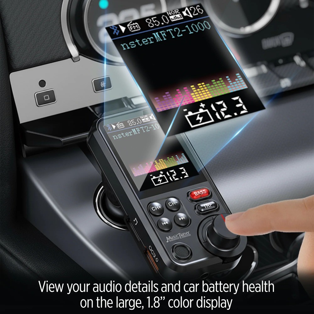 18W Bluetooth FM Transmitter with QC 3.0 Fast Charging