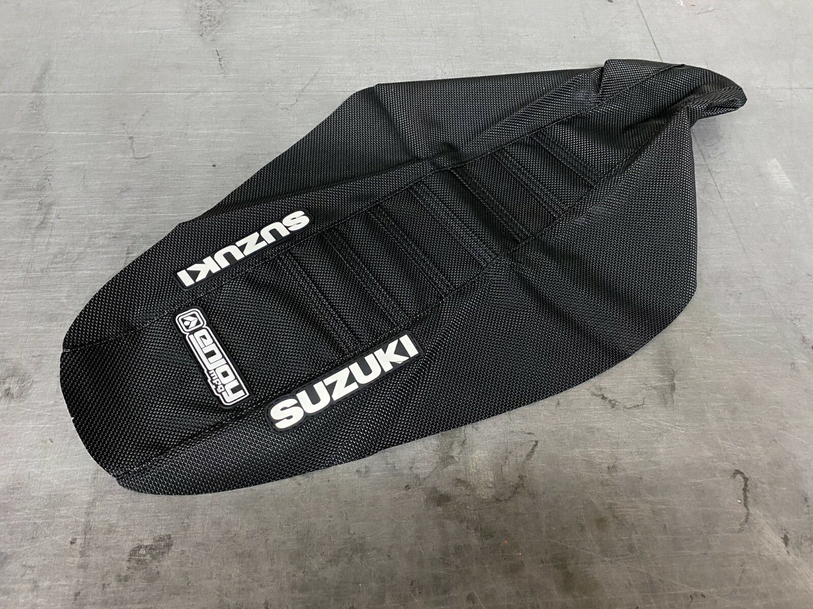 Suzuki Rm 125 250 Seat Cover Fits 2001-2011 Black with Black Ribs #52 WITH LOGO