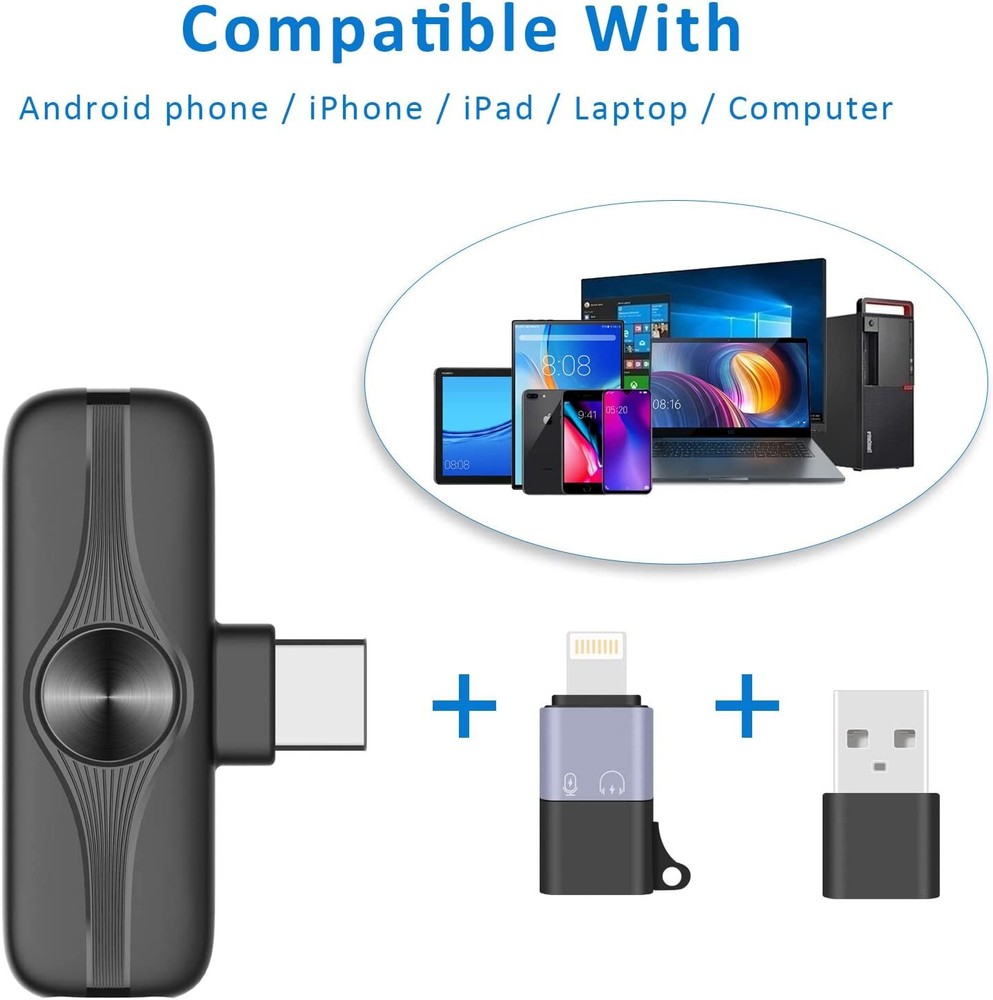 Lavalier Microphone Wireless Audio Video Recording Mini Mic For Android/iphone