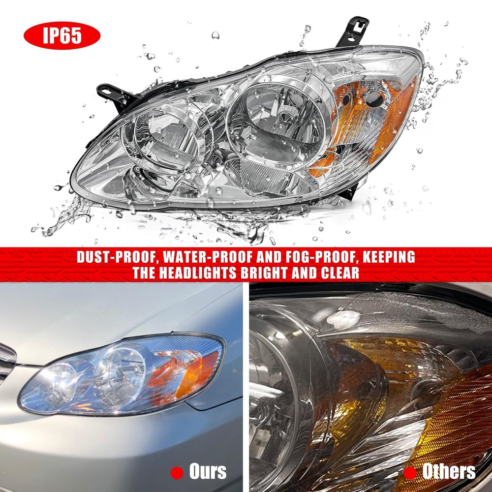 Compatible with 2003 2004 2005 2006 2007 2008 Toyota Corolla Headlight Assemb...